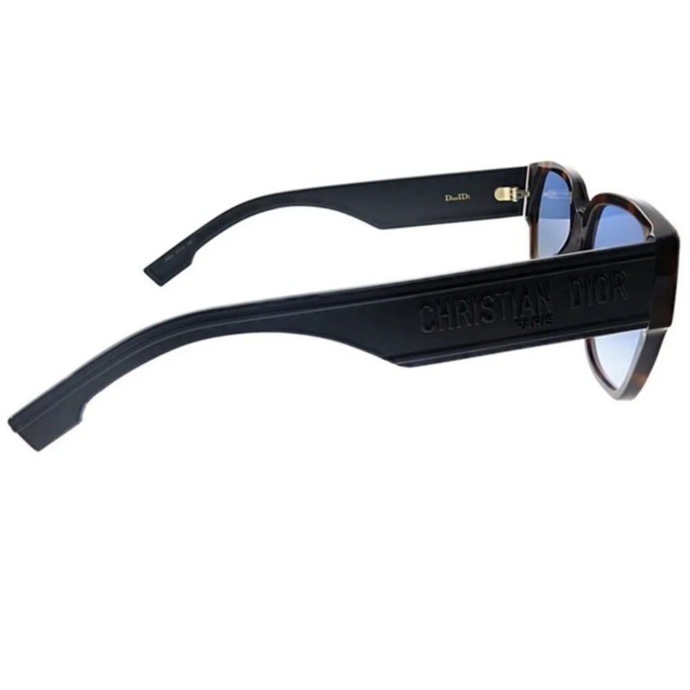 DIOR ID1 57mm Square Sunglasses 0086-84 Dark Havana/Blue Shaded - Picture 5 of 9